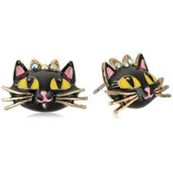 Betsey Johnson Cat Stud Earrings - Picture 2 of 4
